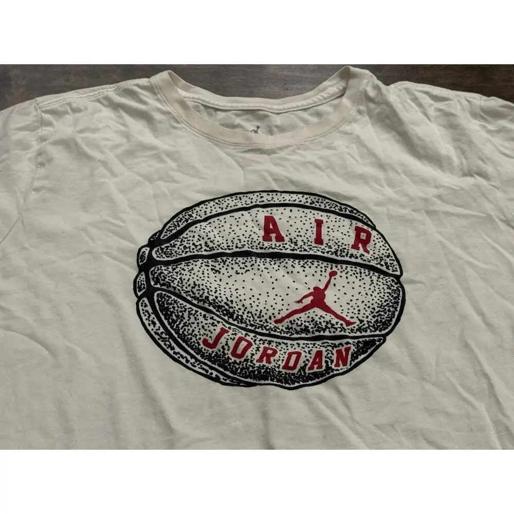 Air Jordan Mens White Air Jordan Basketball Logo Graphic Print T-Shirt Size L